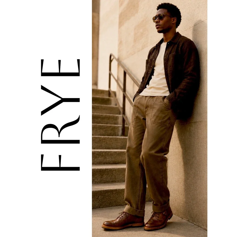 Frye‎ Cognac Brown Leather Buckle Lace Up Oxford Sneakers Men's 9 Heritage Luxe